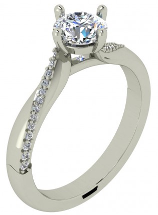 Culbert Custom Ring Round Brilliant Diamond Ring in 18kt White Gold AU - Main View
